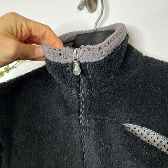 Patagonia Black Fluffy Fleece Jacket Zippered Gray Lining - Picture 7 of 16